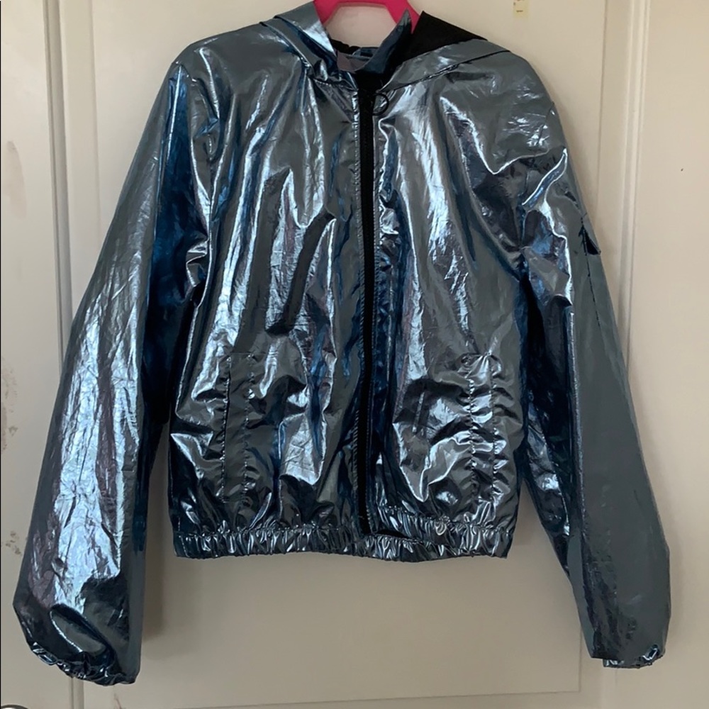 blue holographic bomber